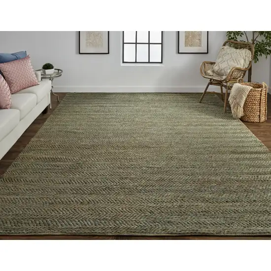 Green Gray And Tan Hand Woven Area Rug Photo 6