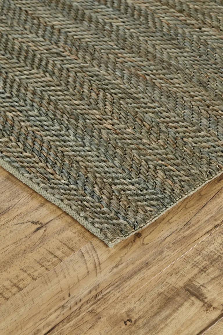 Green Gray And Tan Hand Woven Area Rug Photo 3