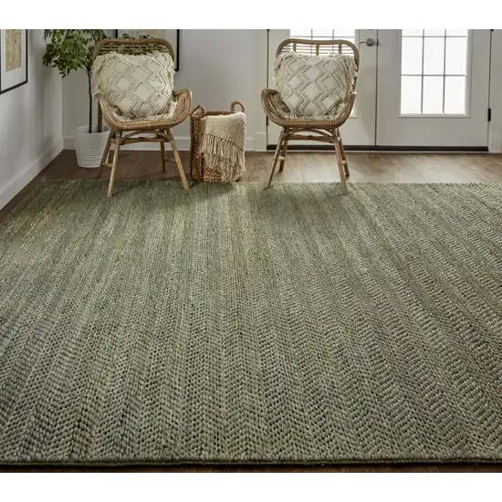 Green Gray And Tan Hand Woven Area Rug Photo 8