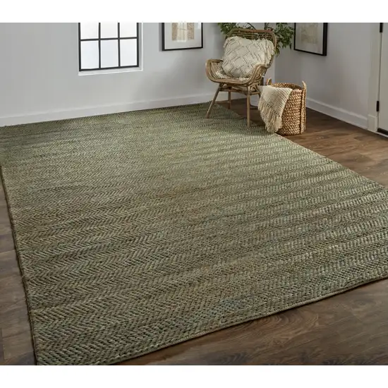 Green Gray And Tan Hand Woven Area Rug Photo 7