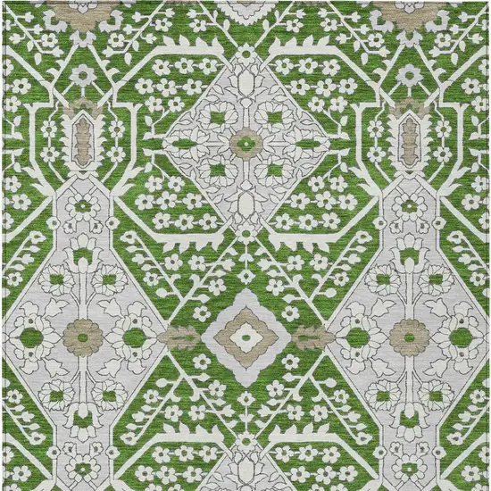 Green Gray And Taupe Floral Washable Indoor Outdoor Area Rug Photo 8