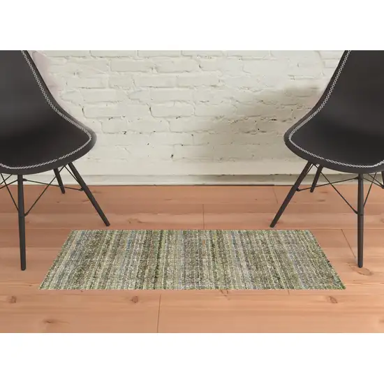 Green Green Grey And Purple Abstract Power Loom Stain Resistant Area Rug Photo 4