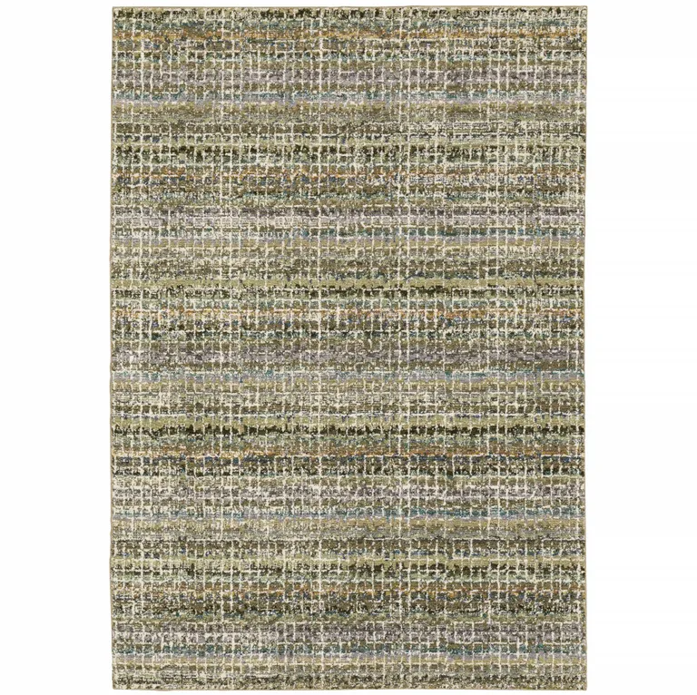 Green Green Grey And Purple Abstract Power Loom Stain Resistant Area Rug Photo 1