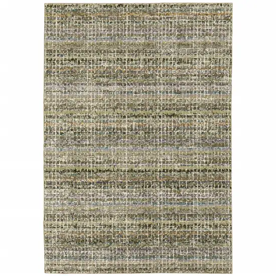 Green Green Grey And Purple Abstract Power Loom Stain Resistant Area Rug Photo 1