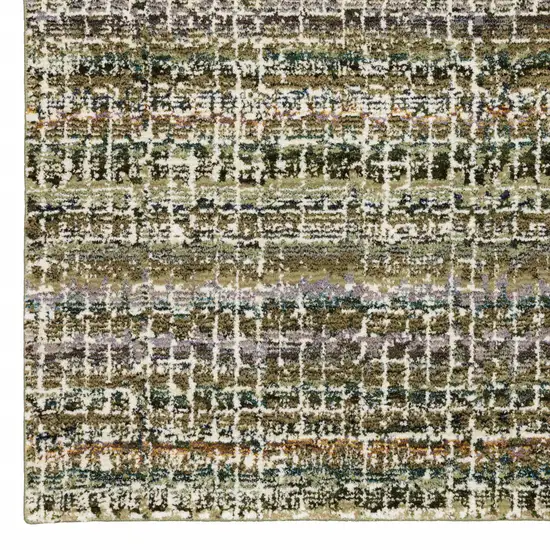 Green Green Grey And Purple Abstract Power Loom Stain Resistant Area Rug Photo 3