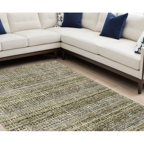 Gray and Ivory Abstract Power Loom Area Rug Photo 1