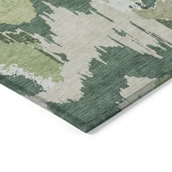 Green Ivory And Beige Abstract Washable Indoor Outdoor Area Rug Photo 4