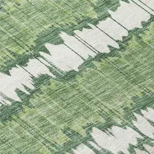 Photo of Green Ivory And Taupe Striped Washable Indoor Outdoor Area Rug