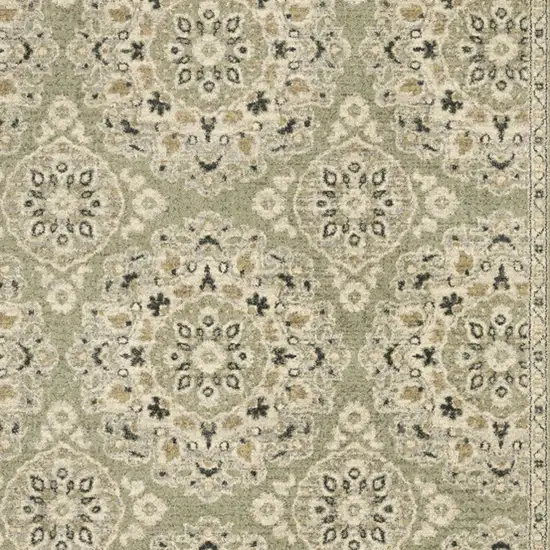 6' X 9' Green Ivory Grey And Tan Floral Power Loom Stain Resistant Area Rug Photo 5