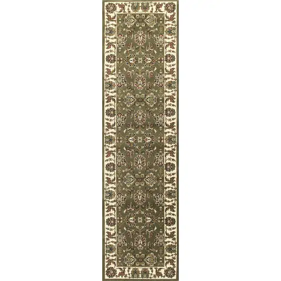 Green Ivory Machine Woven Floral Traditional Indoor Area Rug Photo 4