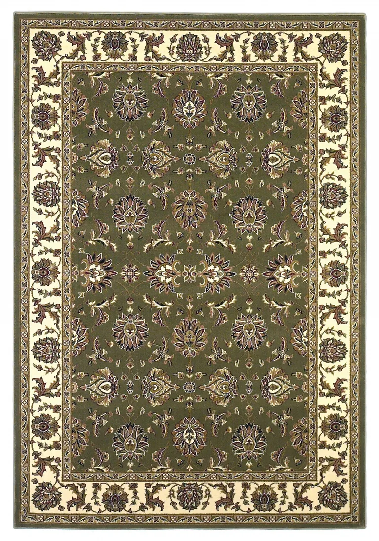 Green Ivory Machine Woven Floral Traditional Indoor Area Rug Photo 1