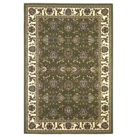 Green Ivory Machine Woven Floral Traditional Indoor Area Rug Photo 1