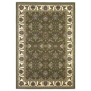 Photo of Green Ivory Machine Woven Floral Traditional Indoor Area Rug