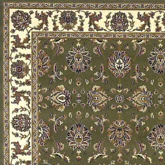 Green Ivory Machine Woven Floral Traditional Indoor Area Rug Photo 3