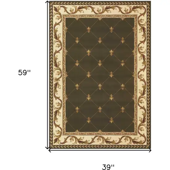 Green Machine Woven Hand Carved Fleur De Lis Indoor Area Rug Photo 5