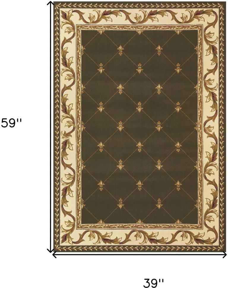 Green Machine Woven Hand Carved Fleur De Lis Indoor Area Rug Photo 5