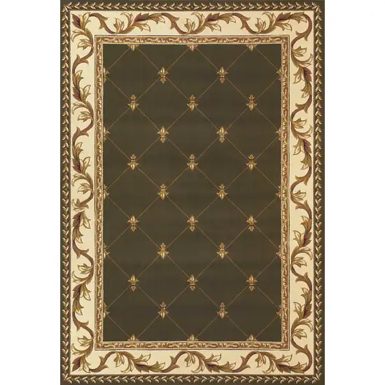 Green Machine Woven Hand Carved Fleur De Lis Indoor Area Rug Photo 1