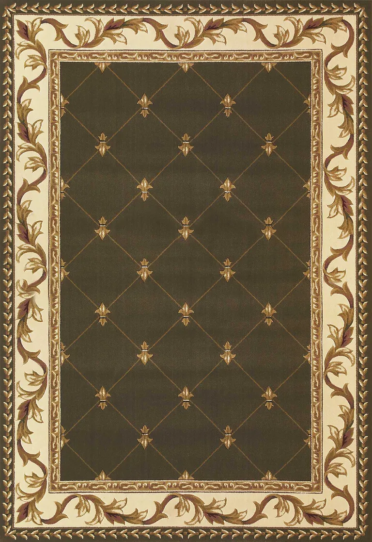 Green Machine Woven Hand Carved Fleur De Lis Indoor Area Rug Photo 1