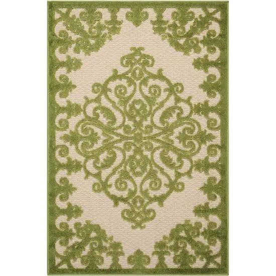 Green Damask Indoor Outdoor Area Rug Photo 2