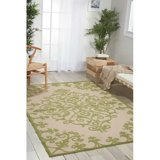 Green Damask Indoor Outdoor Area Rug Photo 6