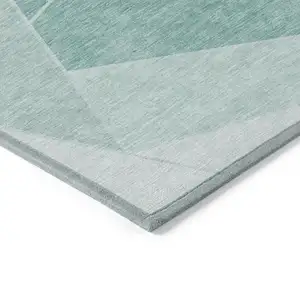 Photo of Green Mint Green And Aqua Geometric Washable Indoor Outdoor Area Rug