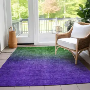 Photo of Green Ombre Washable Non Skid Indoor Outdoor Area Rug