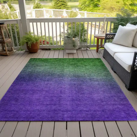 Green Ombre Washable Non Skid Indoor Outdoor Area Rug Photo 7