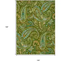 Photo of Green Paisley Washable Non Skid Indoor Outdoor Area Rug