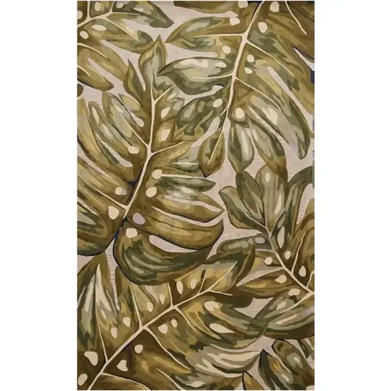 Green Palm Leaves Wool Area Rug Photo 2