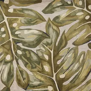 Photo of Green Palm Leaves Wool Area Rug