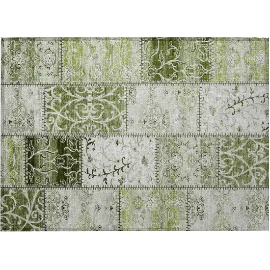 Green Patchwork Washable Non Skid Indoor Outdoor Area Rug Photo 4