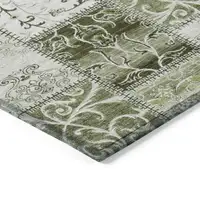 Photo of Green Patchwork Washable Non Skid Indoor Outdoor Area Rug