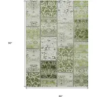 Photo of Green Patchwork Washable Non Skid Indoor Outdoor Area Rug