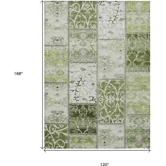 Green Patchwork Washable Non Skid Indoor Outdoor Area Rug Photo 3