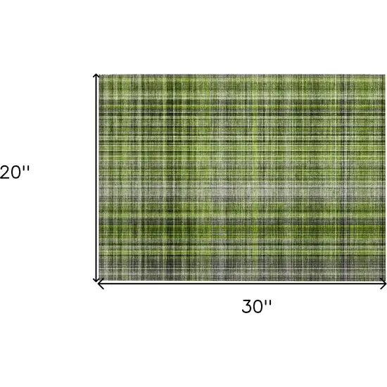 Green Plaid Washable Non Skid Indoor Outdoor Area Rug Photo 8