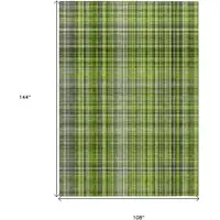 Photo of Green Plaid Washable Non Skid Indoor Outdoor Area Rug