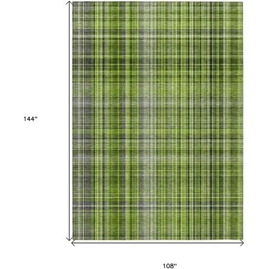 Green Plaid Washable Non Skid Indoor Outdoor Area Rug Photo 3