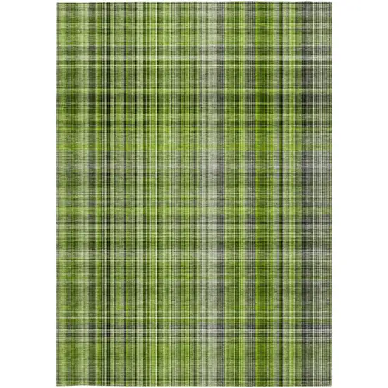 Green Plaid Washable Non Skid Indoor Outdoor Area Rug Photo 4