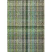 Photo of Green Plaid Washable Non Skid Indoor Outdoor Area Rug