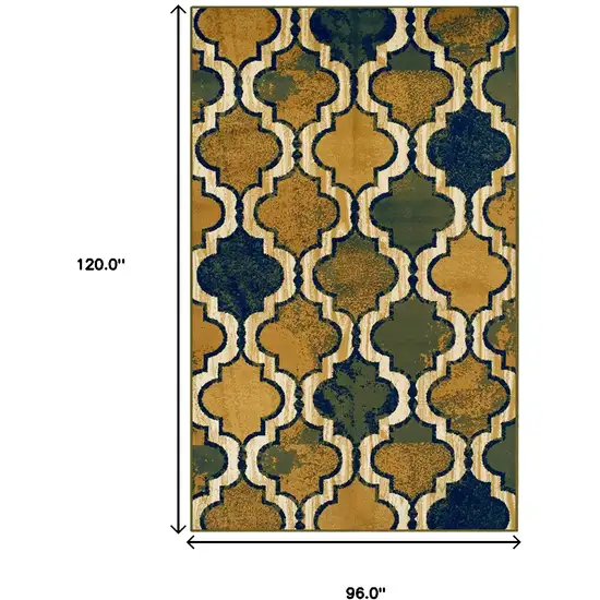 Green Quatrefoil Power Loom Distressed Stain Resistant Area Rug Photo 8