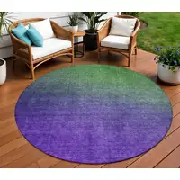 Photo of Green Round Ombre Washable Non Skid Indoor Outdoor Area Rug