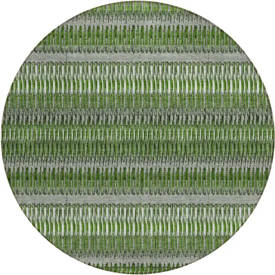 Green Round Striped Washable Non Skid Indoor Outdoor Area Rug Photo 2