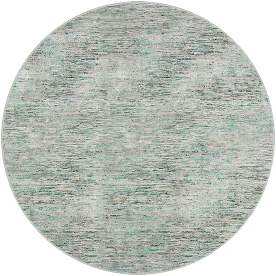 Green Round Wool Hand Loomed Handmade Area Rug Photo 1