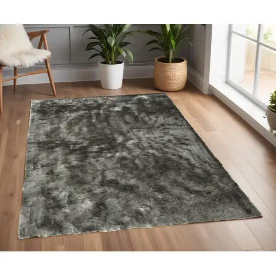 Green Shag Hand Tufted Area Rug Photo 1