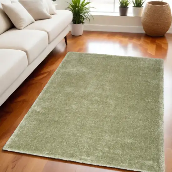 Green Shag Power Loom Area Rug Photo 1