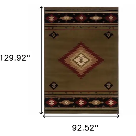 Green Southwestern Power Loom Stain Resistant Area Rug Photo 4