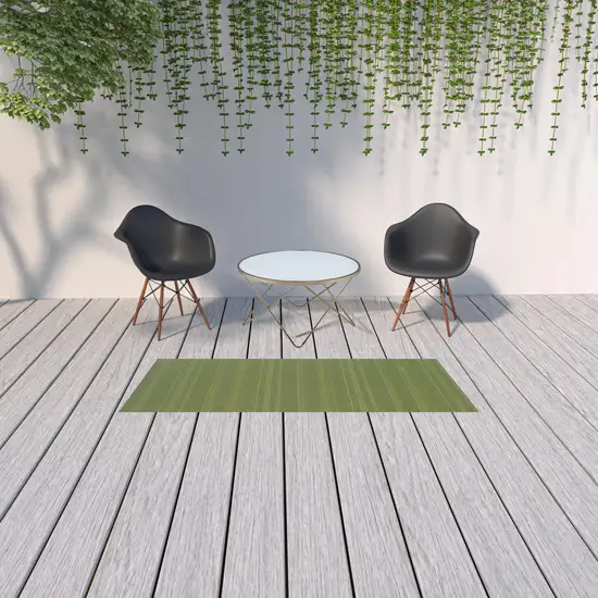 Green Stain Resistant Indoor Outdoor Area Rug Photo 2