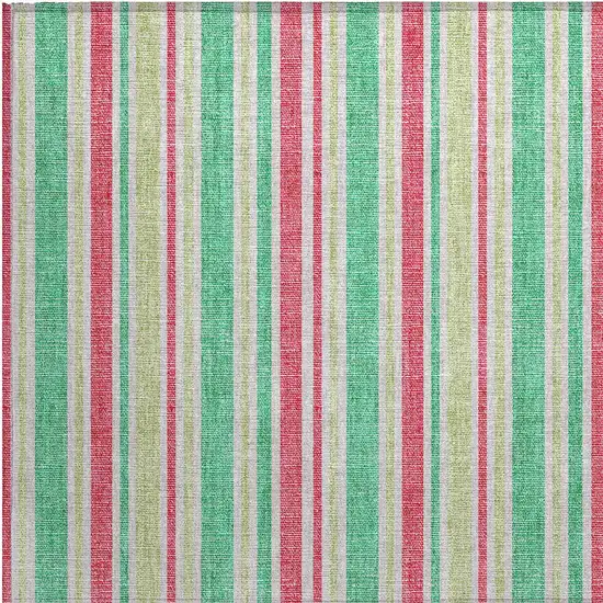 Green Striped Washable Non Skid Indoor Outdoor Area Rug Photo 7