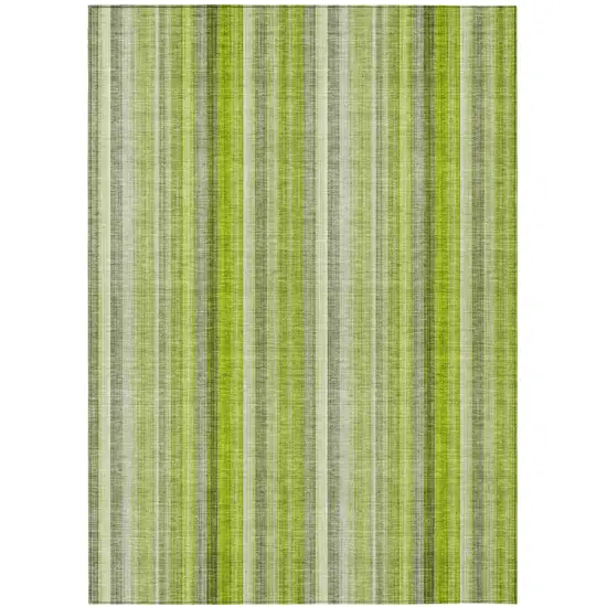 Green Striped Washable Non Skid Indoor Outdoor Area Rug Photo 2