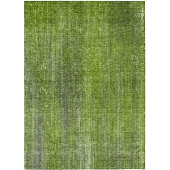 Green Striped Washable Non Skid Indoor Outdoor Area Rug Photo 2